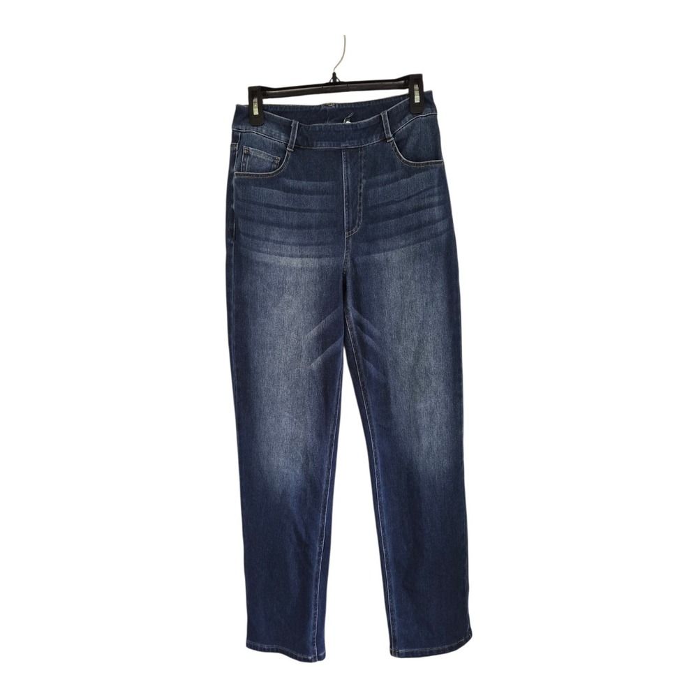 Halara Flex Jeans M Blue High Rise Pull On Straight Leg Stretch Denim 5 Pocket